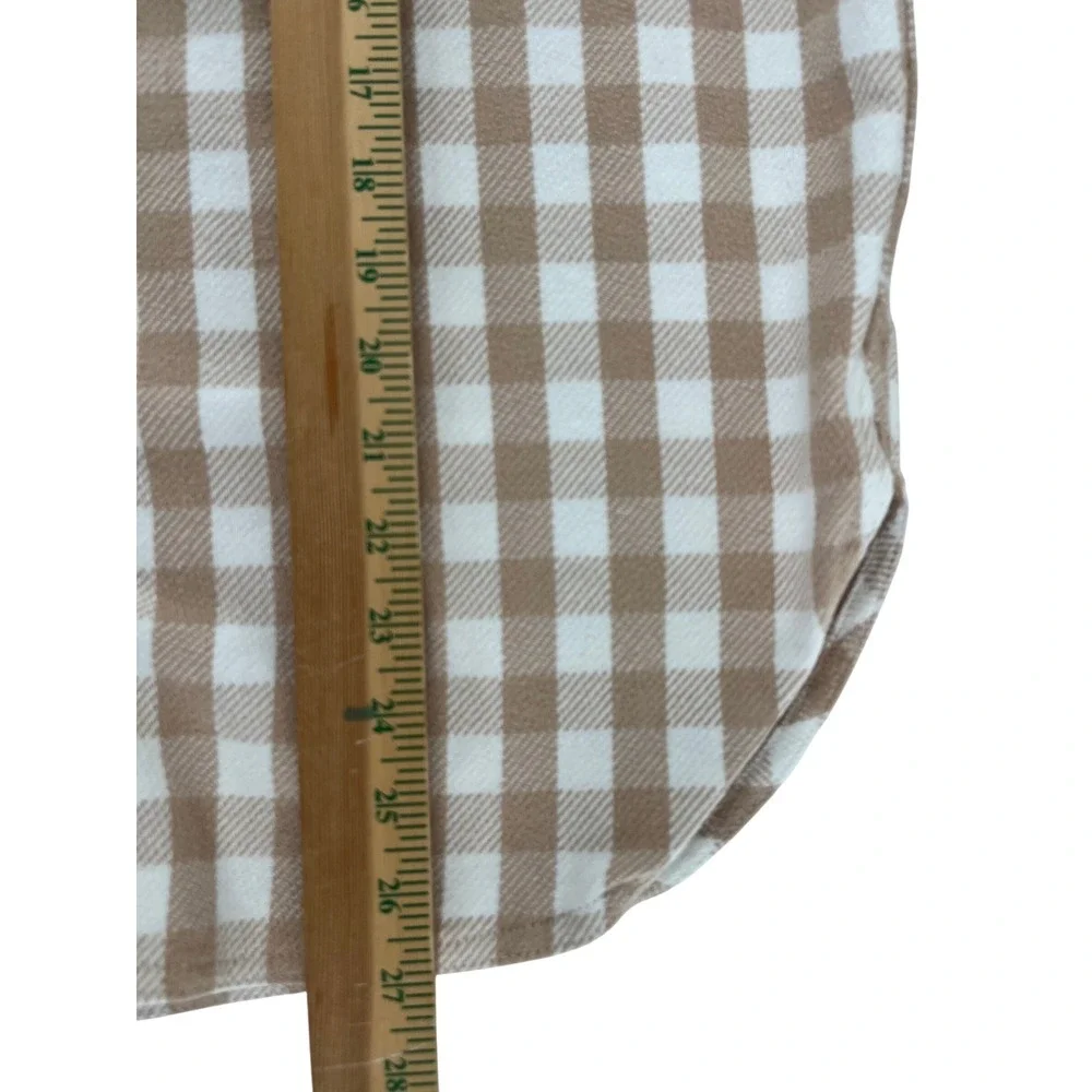 J Crew Relaxed Fit Plaid Flannel Western Pearl Snap Shirt S‎ Tan White S Shacket
